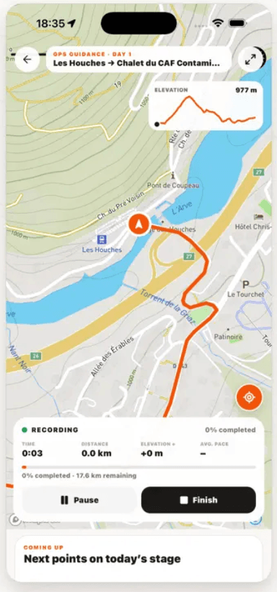 The Topok app in GPS navigation mode